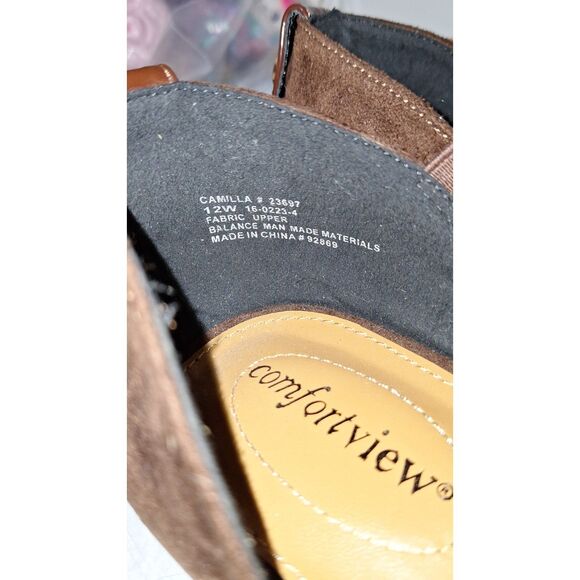 Comfortview Women's Mary Jane Shoes Low Heels Faux Suede Slip Ons Size 12 - Picture 4 of 12